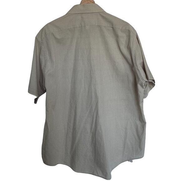 Editions By Van Heusen Short Sleeve Button Down Shirt Sz 17.5 Tan Neutral Safari - Picture 2 of 10